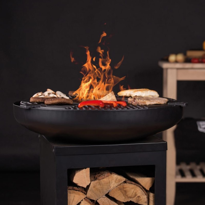 RedFire Feuerschale mit Grill und Holzfach Stahl Mattschwarz RedFire Feuerschale mit Grill und Holzfach Stahl Mattschwarz