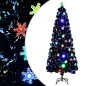 vidaXL Weihnachtsbaum mit LED-Schneeflocken Schwarz 240 cm Fiberoptik vidaXL Weihnachtsbaum mit LED-Schneeflocken Schwarz 240 cm Fiberoptik