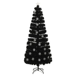 vidaXL Weihnachtsbaum mit LED-Schneeflocken Schwarz 240 cm Fiberoptik