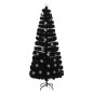 vidaXL Weihnachtsbaum mit LED-Schneeflocken Schwarz 240 cm Fiberoptik vidaXL Weihnachtsbaum mit LED-Schneeflocken Schwarz 240 cm Fiberoptik