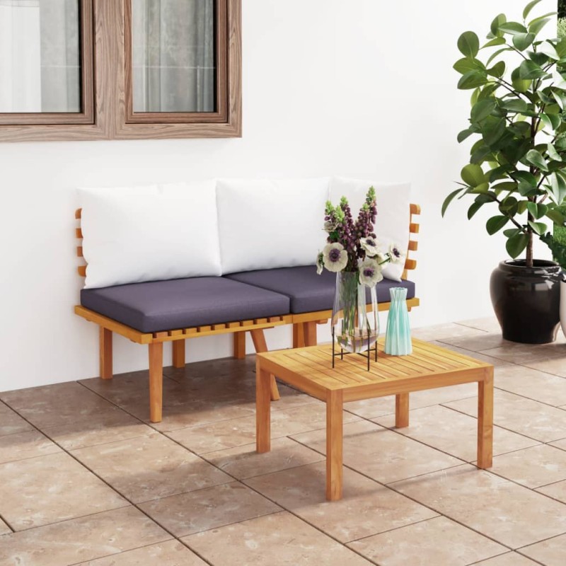 vidaXL 2-tlg. Garten-Lounge-Set mit Kissen Massivholz Akazie vidaXL 2-tlg. Garten-Lounge-Set mit Kissen Massivholz Akazie