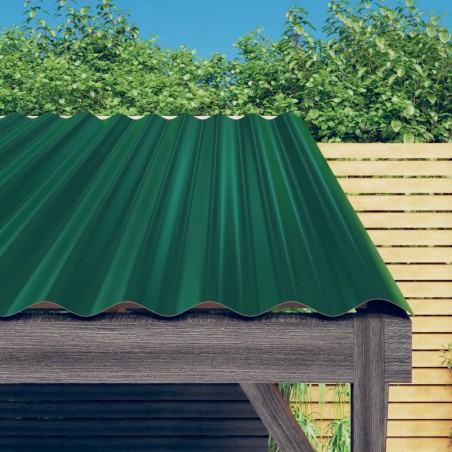 vidaXL Dachpaneele 12 Stk. Pulverbeschichteter Stahl Grün 60x36 cm