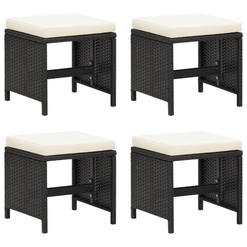 vidaXL Gartenhocker 4 Stk. mit Sitzkissen Poly Rattan Schwarz vidaXL Gartenhocker 4 Stk. mit Sitzkissen Poly Rattan Schwarz