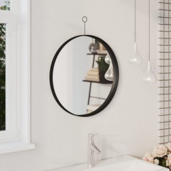 vidaXL Hängespiegel mit Haken Schwarz 50 cm