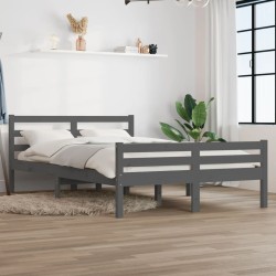 vidaXL Massivholzbett Grau 135x190 cm
