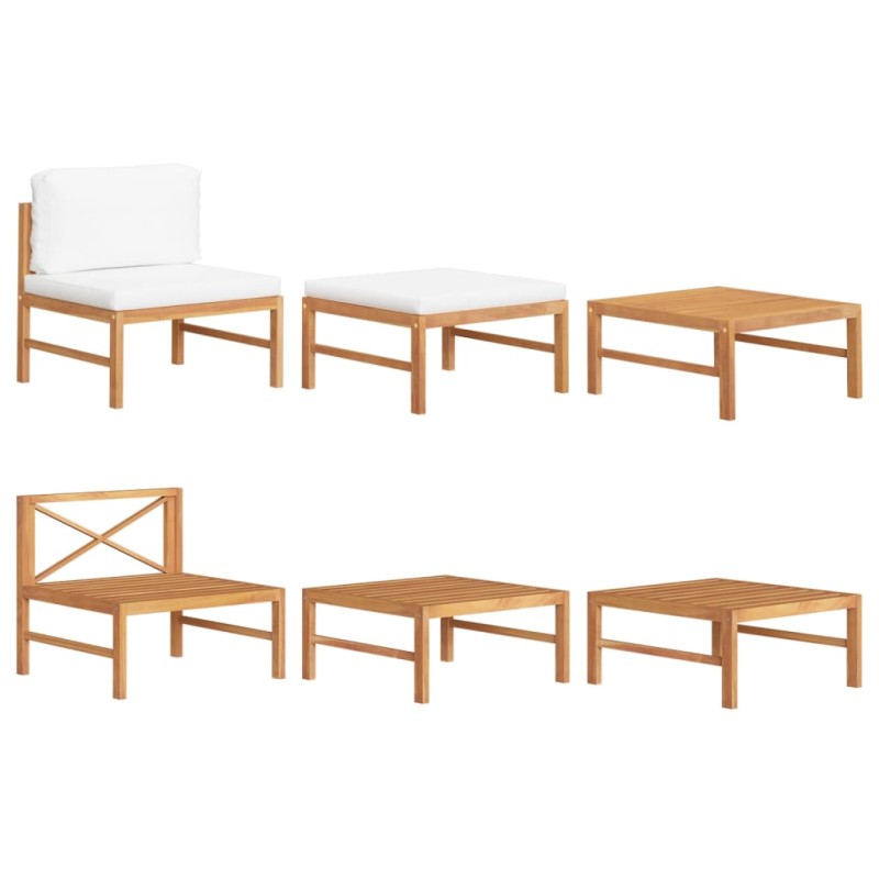 vidaXL 3-tlg. Garten-Lounge-Set mit Creme Kissen Teakholz vidaXL 3-tlg. Garten-Lounge-Set mit Creme Kissen Teakholz