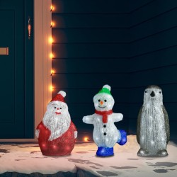 vidaXL 3-tlg. LED Weihnachtsfiguren-Set Acryl für drinnen und draußen