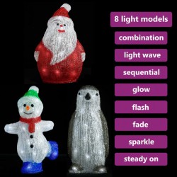vidaXL 3-tlg. LED Weihnachtsfiguren-Set Acryl für drinnen und draußen
