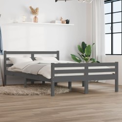 vidaXL Massivholzbett Grau 150x200 cm