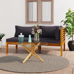 2-tlg. Sofa-Set mit Dunkelgrauen Kissen Akazie Massivholz
