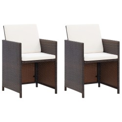 vidaXL 4-tlg. Gartenstuhl und Hocker Set Poly Rattan Braun