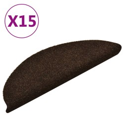 vidaXL Treppenmatten Selbstklebend 15 Stk. Braun 56x17x3cm Nadelvlies 