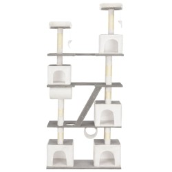 vidaXL Katzen-Kratzbaum mit Sisal-Kratzsäulen Weiß 225 cm