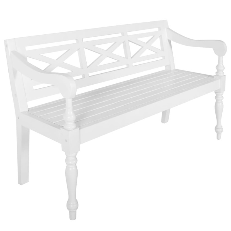 vidaXL Batavia-Sitzbank 136 cm Mahagoni Massivholz Weiß