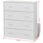 vidaXL Kommode mit 4 Schubladen 60×30,5×71 cm Weiß vidaXL Kommode mit 4 Schubladen 60×30,5×71 cm Weiß