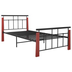 vidaXL Bettgestell Metall und Massivholz Eiche 100x200 cm