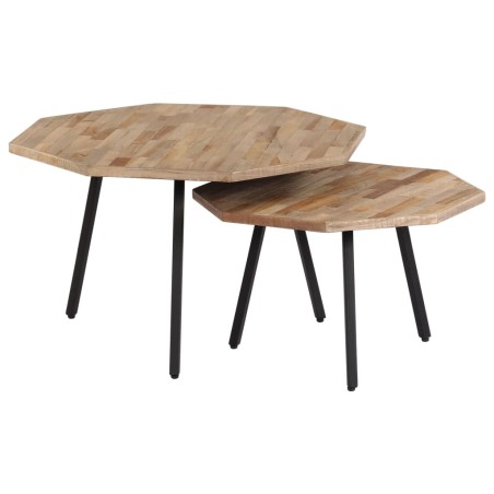 vidaXL Couchtisch-Set 2-tlg. Sechseckig Recyceltes Teak 