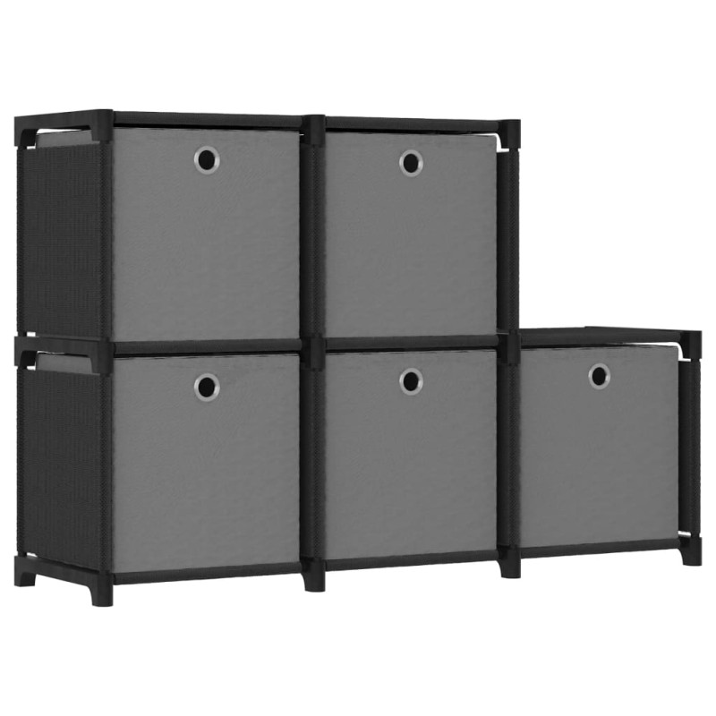 vidaXL Würfel-Regal mit Boxen 5 Fächer Schwarz 103x30x72,5 cm Stoff vidaXL Würfel-Regal mit Boxen 5 Fächer Schwarz 103x30x72,5 cm Stoff