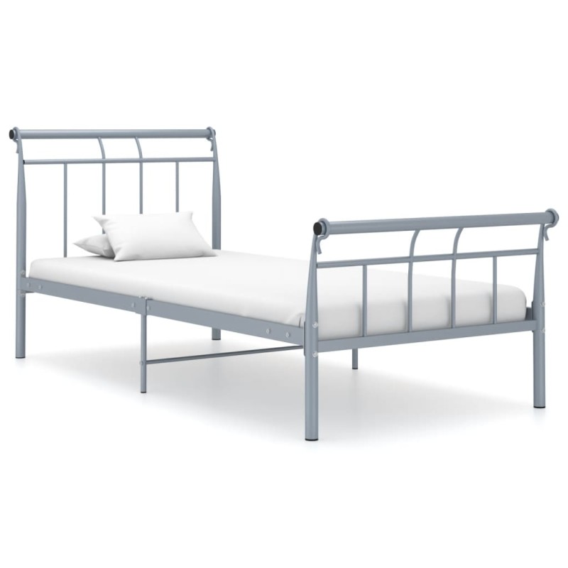 vidaXL Bettgestell Grau Metall 100x200 cm vidaXL Bettgestell Grau Metall 100x200 cm