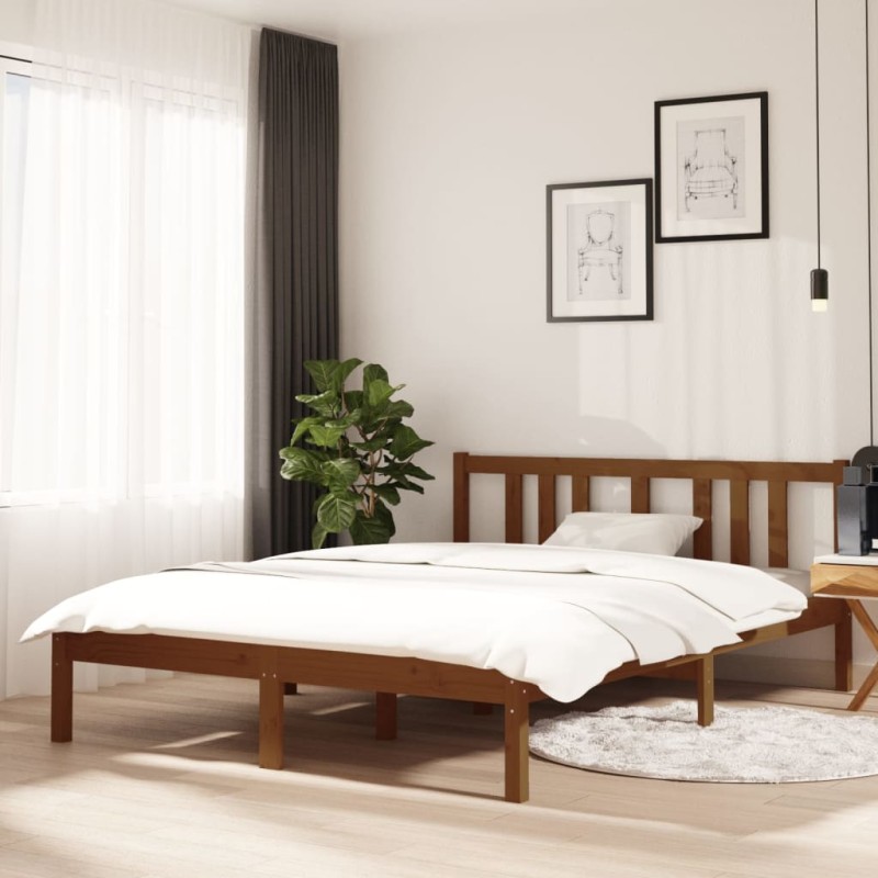 vidaXL Massivholzbett Honigbraun 135x190 cm vidaXL Massivholzbett Honigbraun 135x190 cm