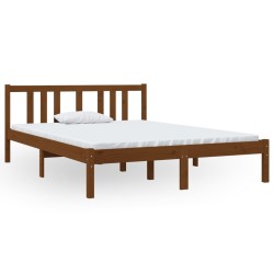 vidaXL Massivholzbett Honigbraun 135x190 cm