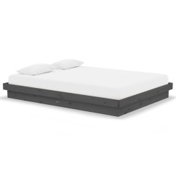 vidaXL Massivholzbett Grau 140x190 cm
