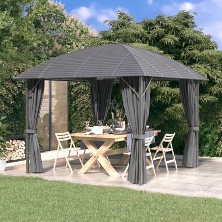 vidaXL Pavillon mit Seitenwänden & Bogendach 3x3 m Anthrazit