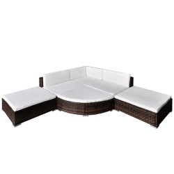 vidaXL 6-tlg. Garten-Lounge-Set mit Kissen Poly Rattan Braun