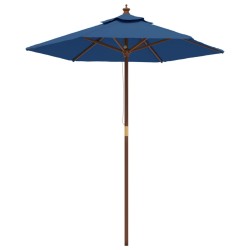 vidaXL Sonnenschirm mit Holzmast Azurblau 196x231 cm