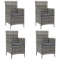 Gartenstühle mit Kissen 4 Stk. Poly Rattan Grau Gartenstühle mit Kissen 4 Stk. Poly Rattan Grau