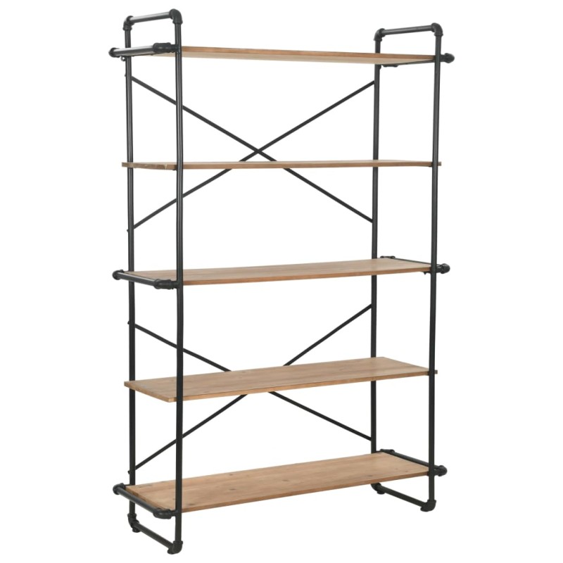 vidaXL Bücherregal aus massivem Tannenholz und Stahl 120x42x180 cm vidaXL Bücherregal aus massivem Tannenholz und Stahl 120x42x180 cm