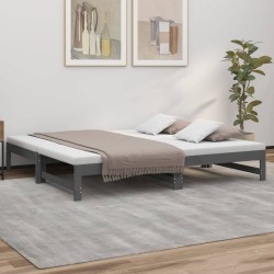 vidaXL Tagesbett Ausziehbar Grau 2x(75x190) cm Massivholz Kiefer