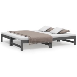 vidaXL Tagesbett Ausziehbar Grau 2x(75x190) cm Massivholz Kiefer