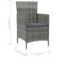 Gartenstühle mit Kissen 4 Stk. Poly Rattan Grau Gartenstühle mit Kissen 4 Stk. Poly Rattan Grau