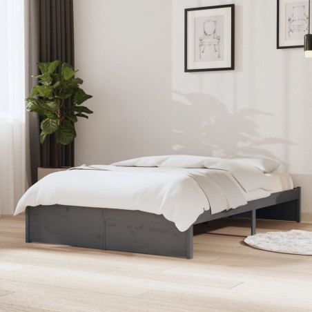 vidaXL Massivholzbett Grau 120x200 cm