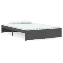 vidaXL Massivholzbett Grau 120x200 cm
