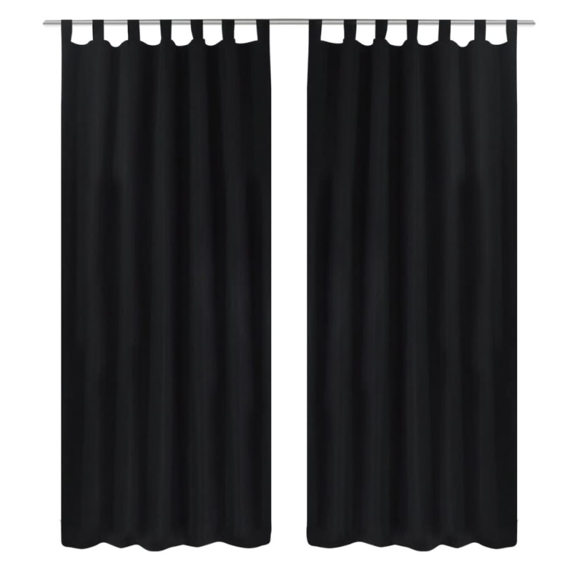 Vorhänge Gardinen aus Satin 2-teilig 140 x 175 cm Schwarz Vorhänge Gardinen aus Satin 2-teilig 140 x 175 cm Schwarz