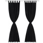 Vorhänge Gardinen aus Satin 2-teilig 140 x 175 cm Schwarz Vorhänge Gardinen aus Satin 2-teilig 140 x 175 cm Schwarz