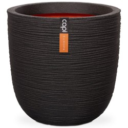 Capi Blumentopf "Nature Rib" Oval 43 x 41 cm Schwarz 