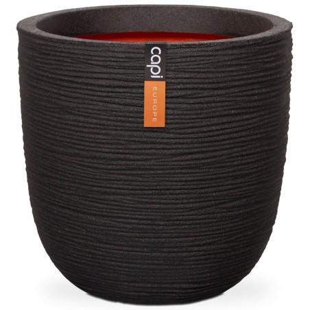 Capi Blumentopf "Nature Rib" Oval 43 x 41 cm Schwarz 