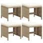 Gartenhocker 4 Stk. mit Sitzkissen Poly Rattan Beige Gartenhocker 4 Stk. mit Sitzkissen Poly Rattan Beige