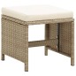 Gartenhocker 4 Stk. mit Sitzkissen Poly Rattan Beige Gartenhocker 4 Stk. mit Sitzkissen Poly Rattan Beige