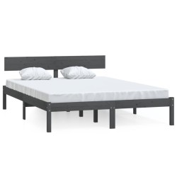 vidaXL Massivholzbett Grau Kiefer 140x190 cm