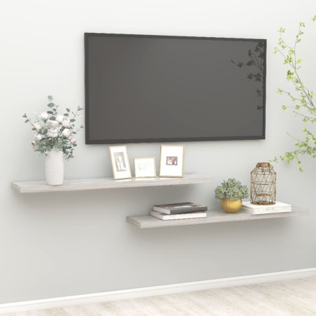 vidaXL Schweberegale 2 Stk. Betongrau 120x23,5x3,8 cm MDF