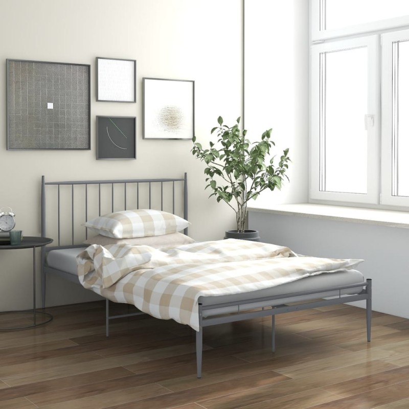 vidaXL Bett Grau Metall 120x200 cm vidaXL Bett Grau Metall 120x200 cm