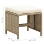 Gartenhocker 4 Stk. mit Sitzkissen Poly Rattan Beige Gartenhocker 4 Stk. mit Sitzkissen Poly Rattan Beige