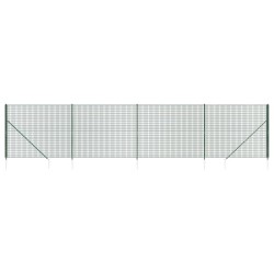 vidaXL Maschendrahtzaun mit Bodenhülsen Grün 1,6x10 m
