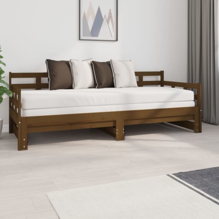 vidaXL Tagesbett Ausziehbar Honigbraun Massivholz Kiefer 2x(80x200) cm
