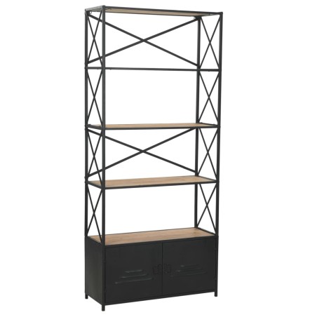 vidaXL Bücherregal aus massivem Tannenholz und Stahl 80x32,5x180 cm