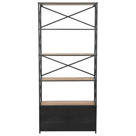 vidaXL Bücherregal aus massivem Tannenholz und Stahl 80x32,5x180 cm